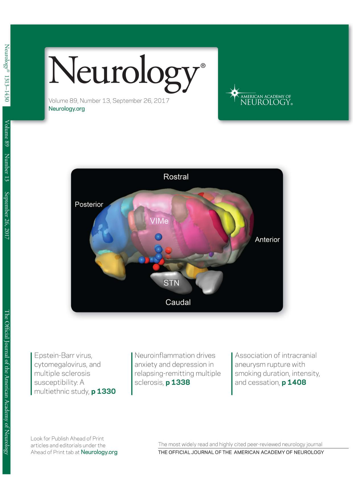 Neurology cover associated with an article using SWAN histological data