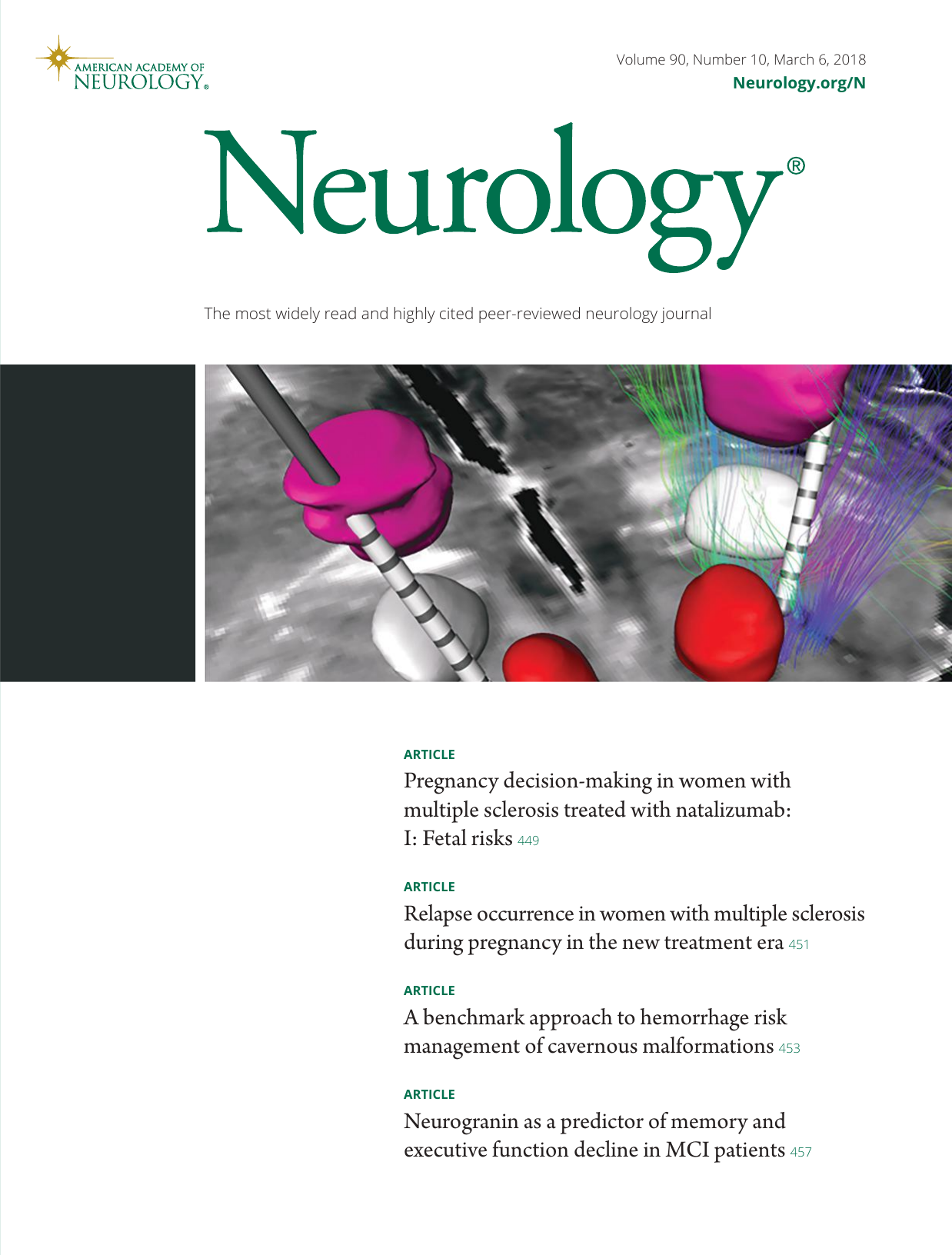 Neurology issue image associated with an article using SWAN histological data