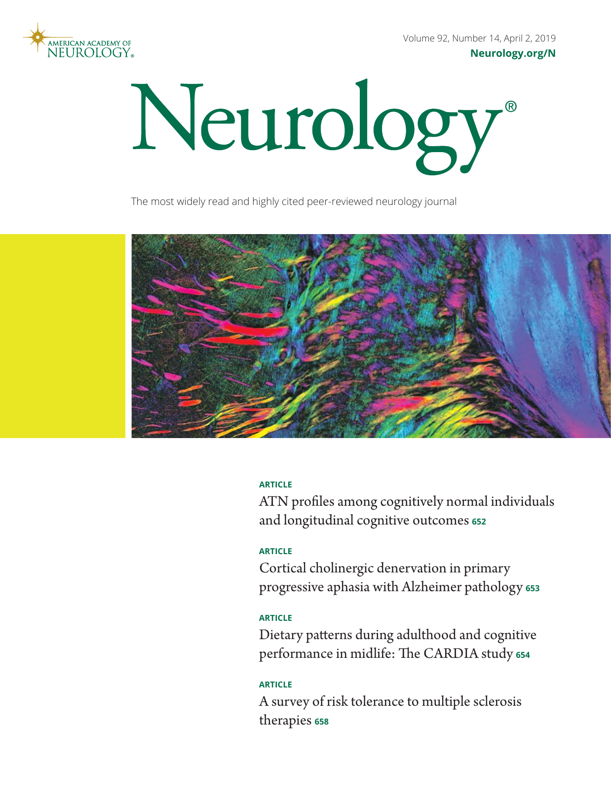 Neurology issue image associated with an article using SWAN histological data